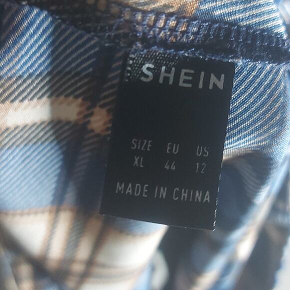 Shein Plaid Print High Waist Zip Up Mini Skirt XL Academia Twee Classic Preppy - Picture 6 of 8